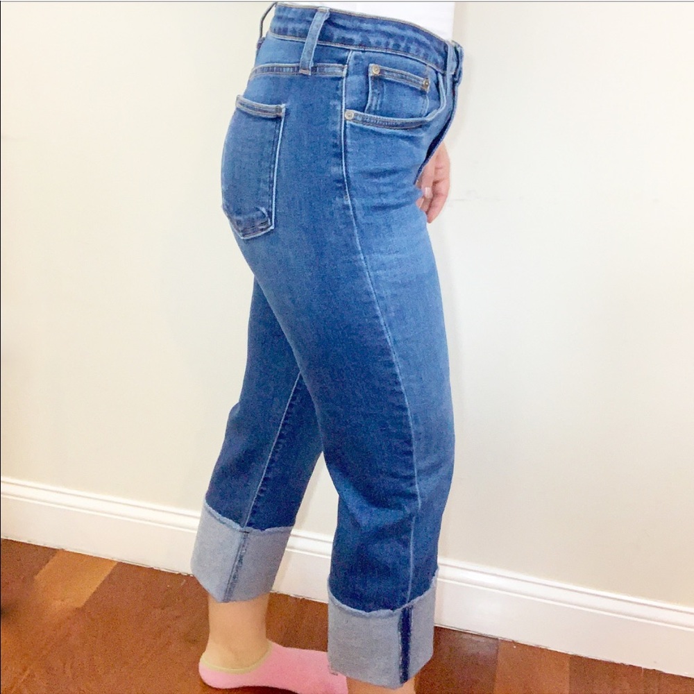 High Rise Cuffed Denim Jeans - Picture 4 of 8